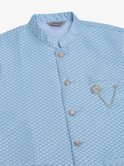 Men's Blue Woven Design Waistcoats ( JOWC 4066Blue )-JOWC-4066