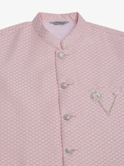 Men's Pink Woven Design Waistcoats ( JOWC 4066Pink )-JOWC-4066