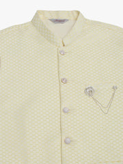 Men's Yellow Woven Design Waistcoats ( JOWC 4066Yellow )-JOWC-4066
