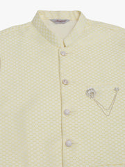 Men's Yellow Woven Design Waistcoats ( JOWC 4066Yellow )-JOWC-4066