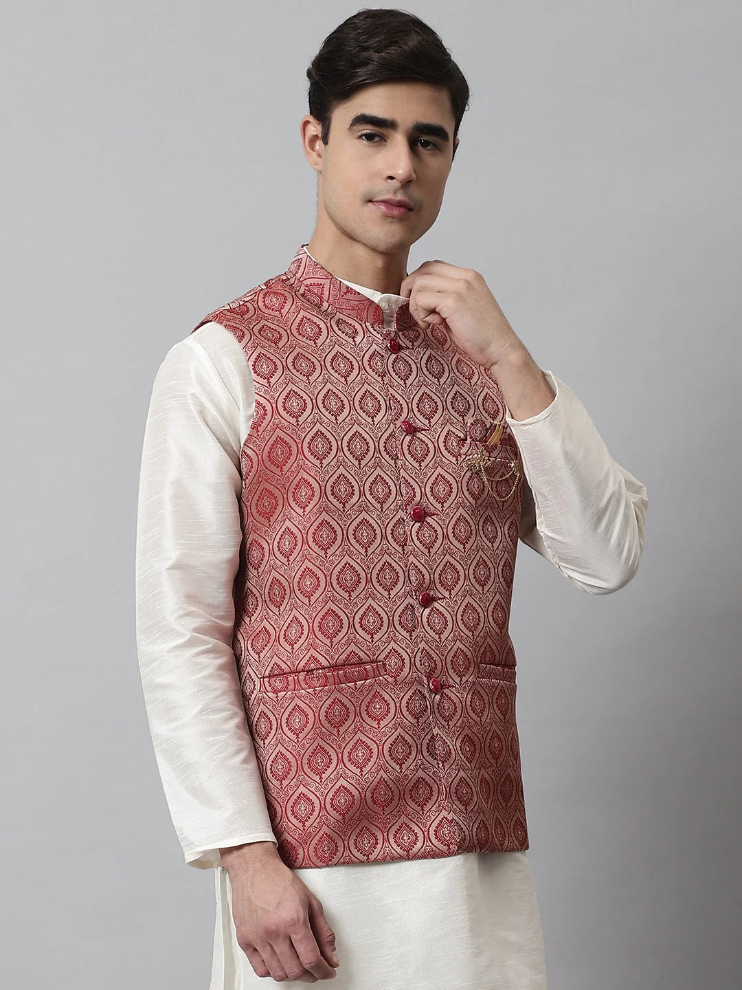 Maroon Nehru Jacket - Men's Ethnic Nehru Jackets