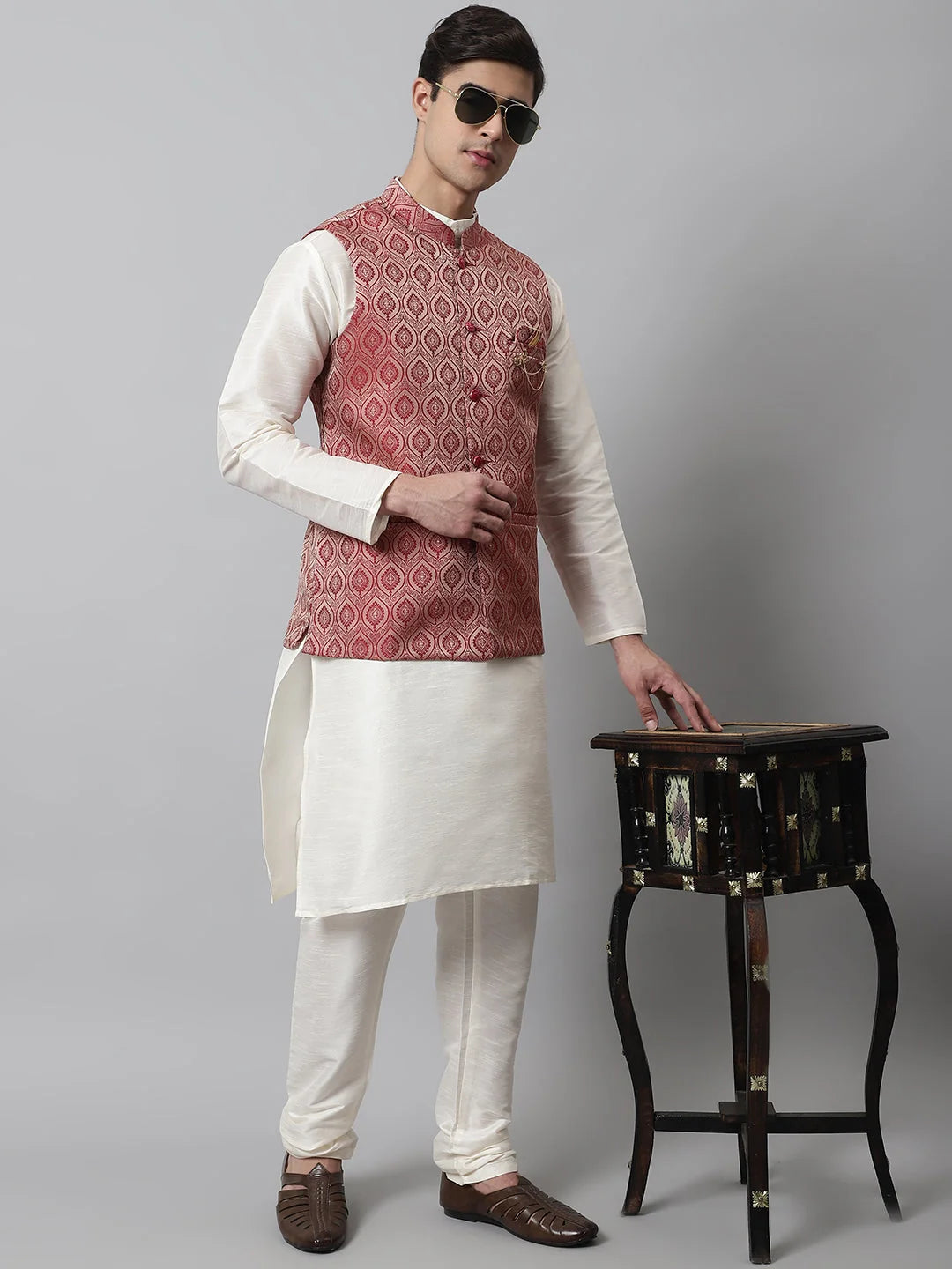 Maroon Nehru Jacket - Men's Ethnic Nehru Jackets