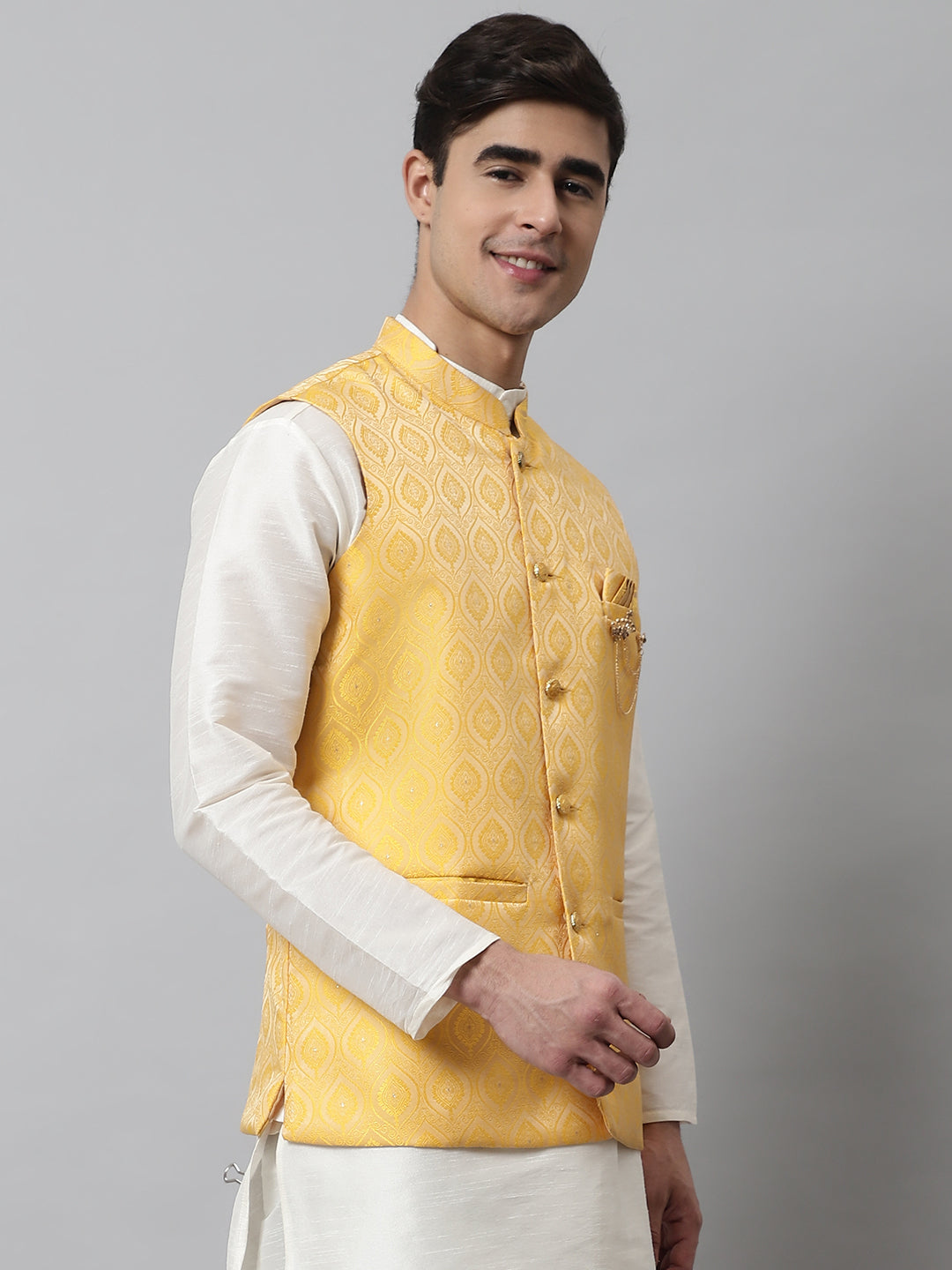 Yellow Modi Jacket - Nehru Jacket Wedding Outfit