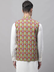 Men Olive and Maroon Printed Waistcoats-JOWC-4070
