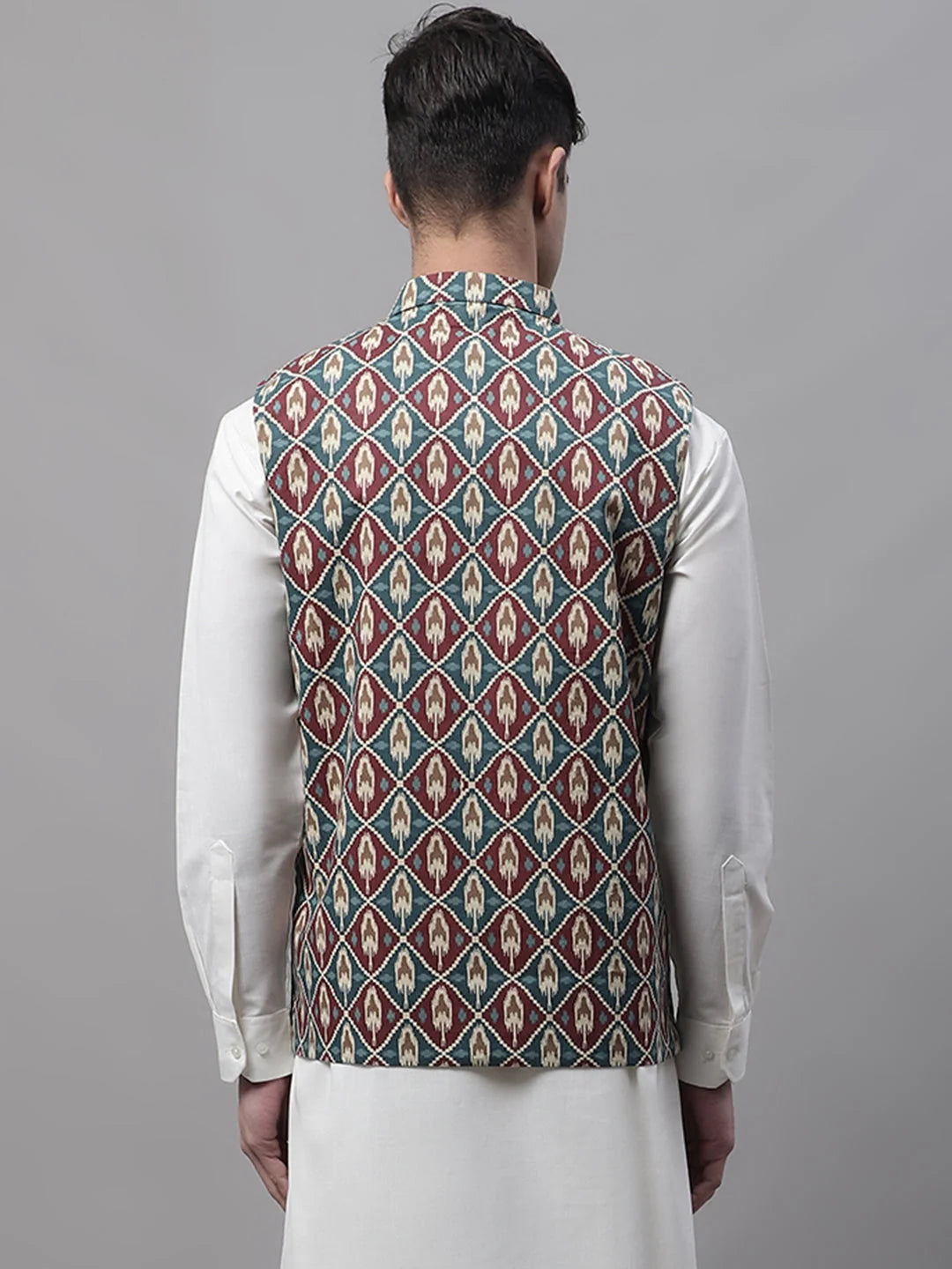 Men's Teal & Maroon Nehru Jacket | Indian Ethnic Wear