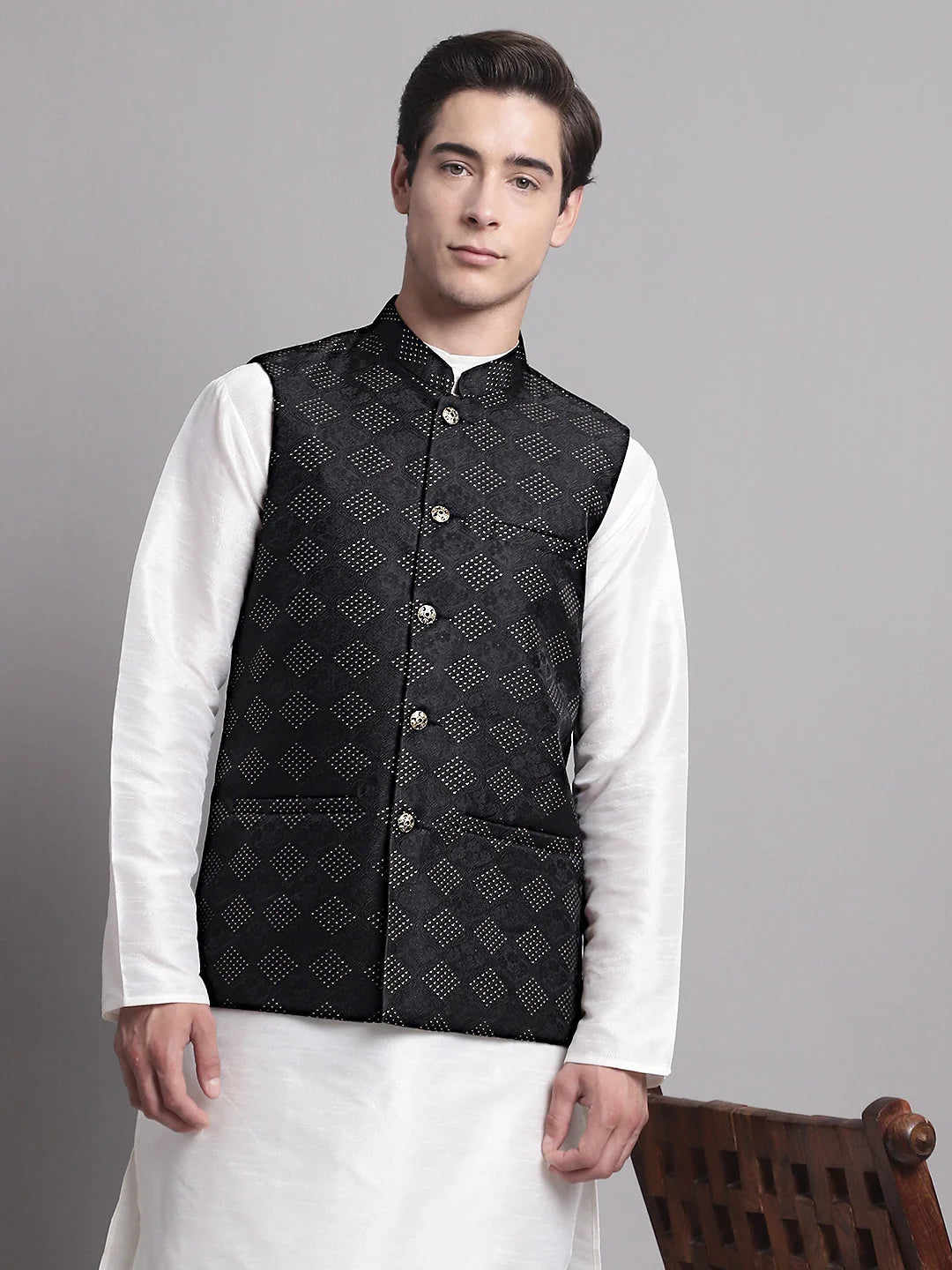 Men's Black Nehru Jacket - Elegant Ethnic Nehru Jackets for Men
