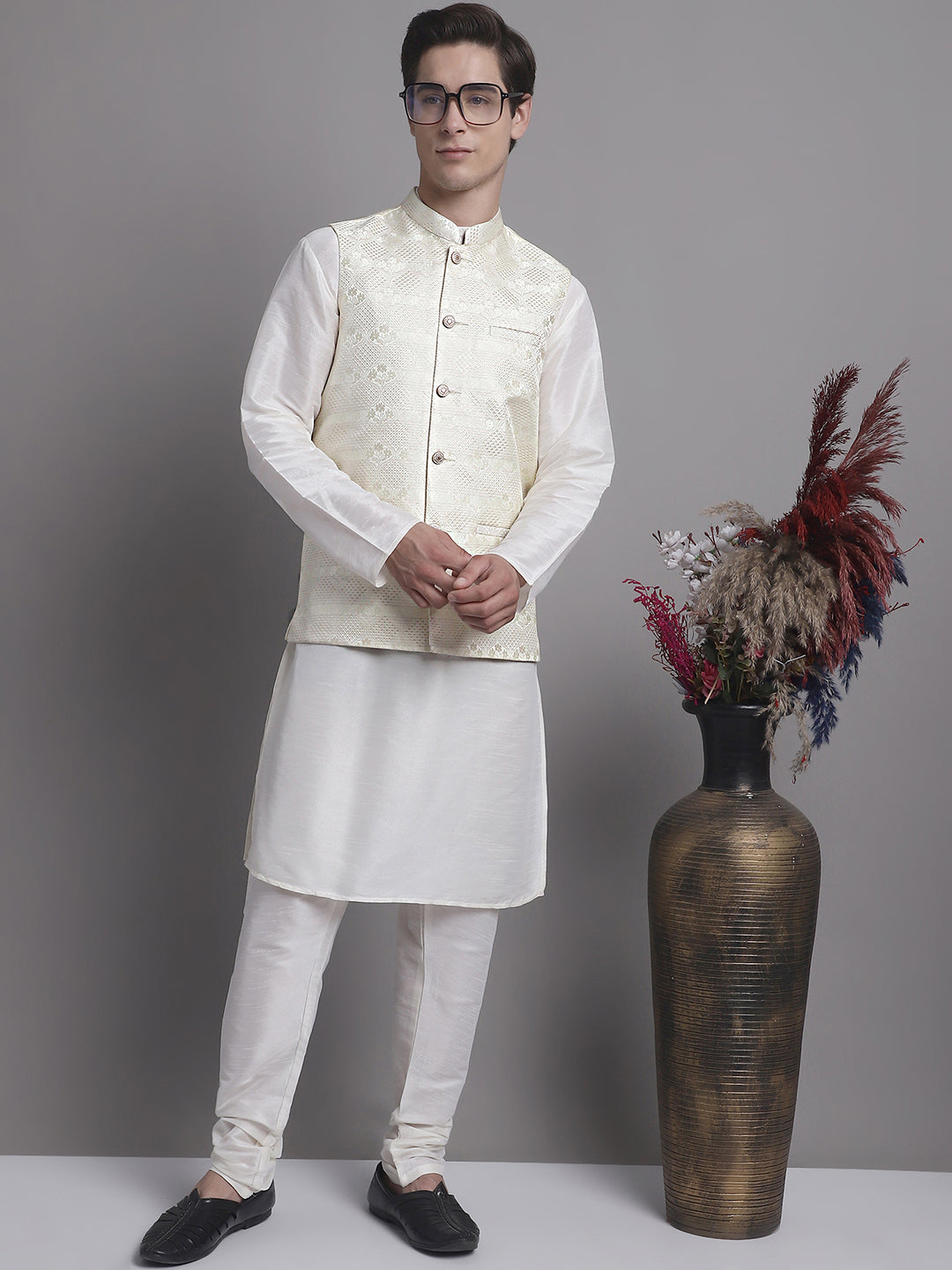 Cream Cotton Nehru Jacket - Modi Jacket for Indian Weddings