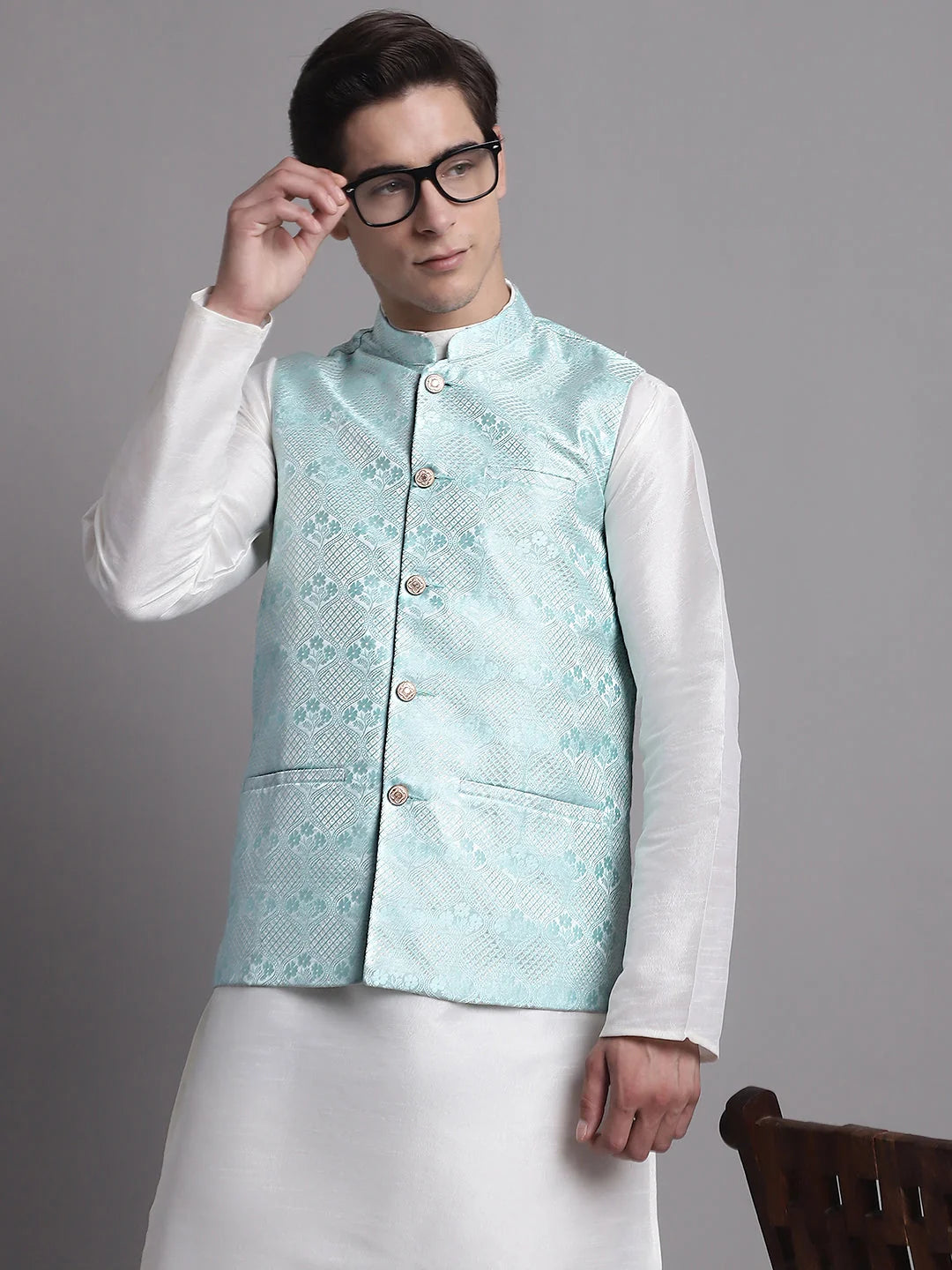 Turquoise Nehru Jacket: Stylish Men's Ethnic Nehru Jackets Online
