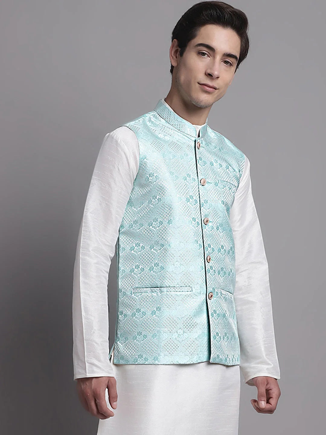 Turquoise Nehru Jacket: Stylish Men's Ethnic Nehru Jackets Online