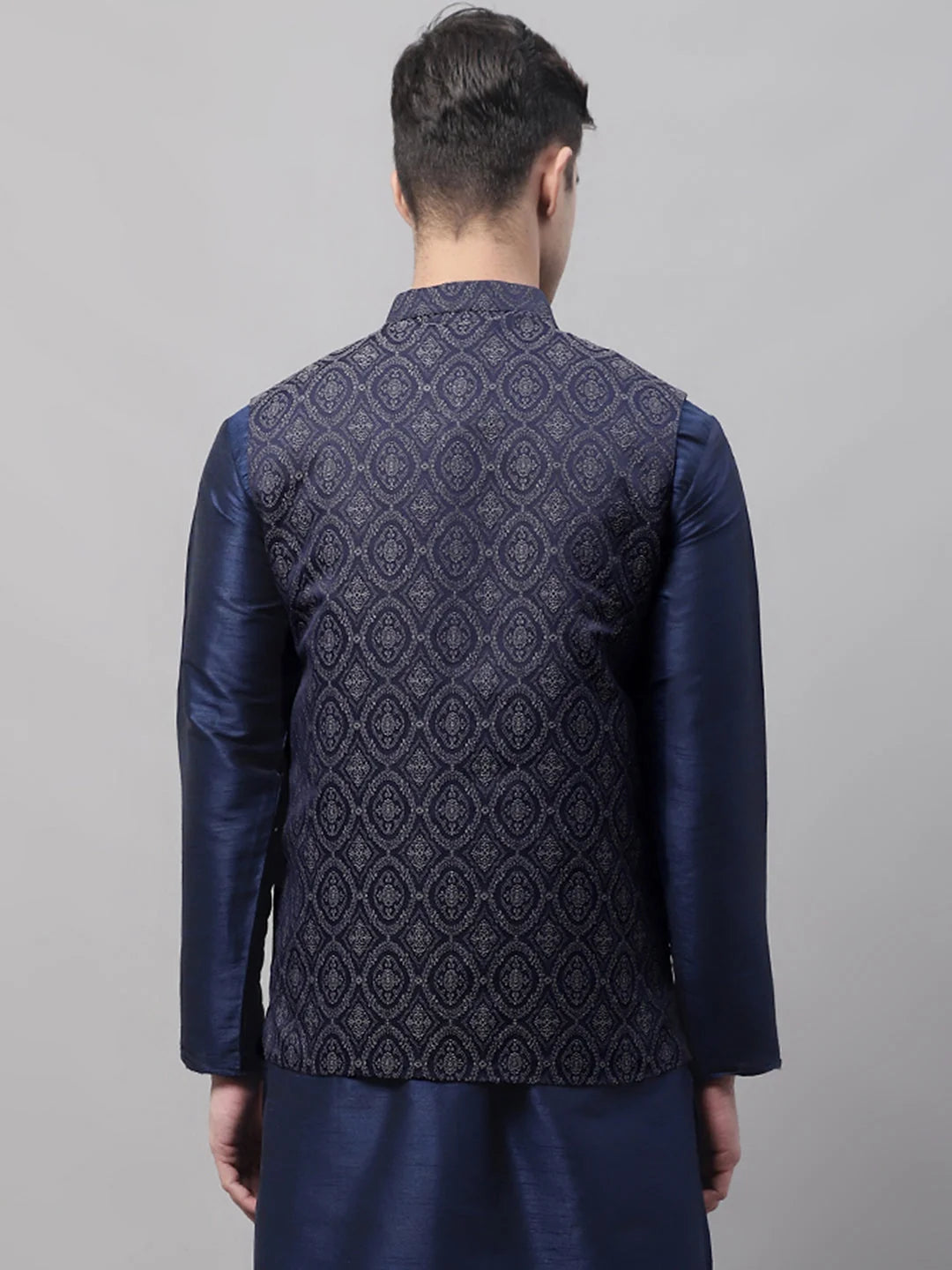 Navy & Silver Nehru Jacket - Men's Ethnic Nehru Jackets Online