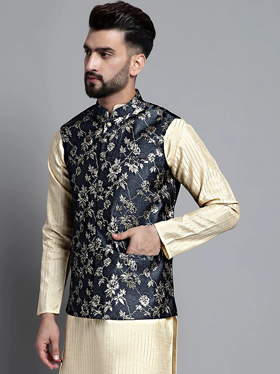 Men's Cotton Nehru Jacket - Solid Indian Nehru Jackets