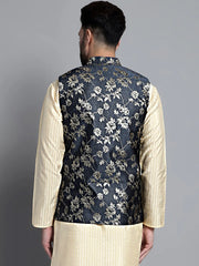 Men's Woven Design Nehru Jacket-JOWC