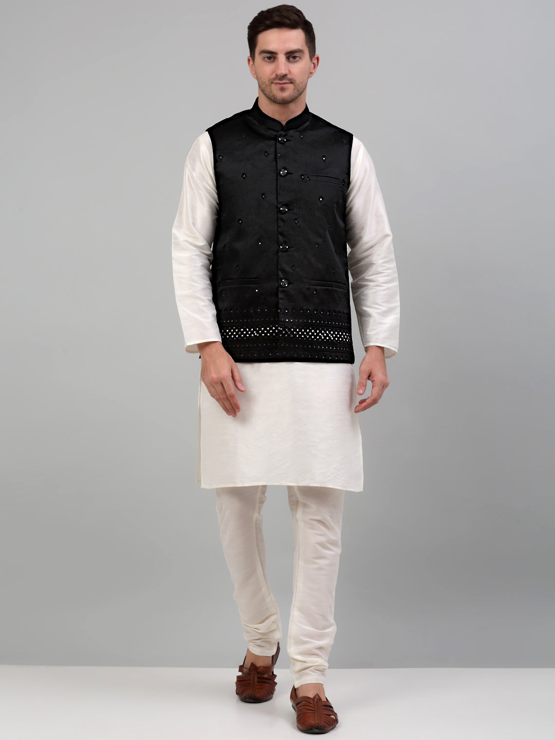 Men's Embroidered Nehru Jacket - Perfect for Weddings | JOWC 4077