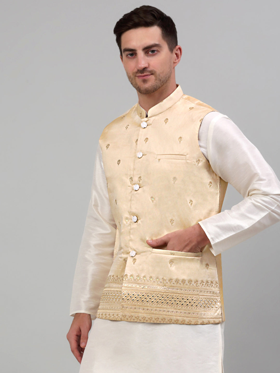Men's Embroidered Nehru Jacket-JOWC | Ethnic Nehru Jackets
