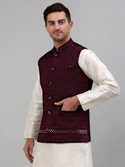Men's Embroidered Nehru Jacket-4077