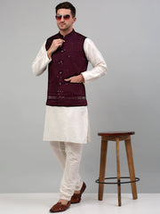 Men's Embroidered Nehru Jacket-4077