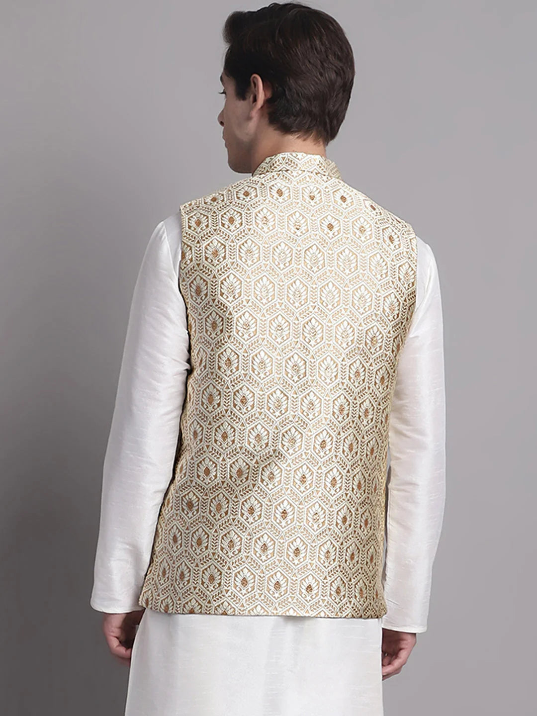 Cream Woven Nehru Jacket - Men's Ethnic Nehru Jackets Online