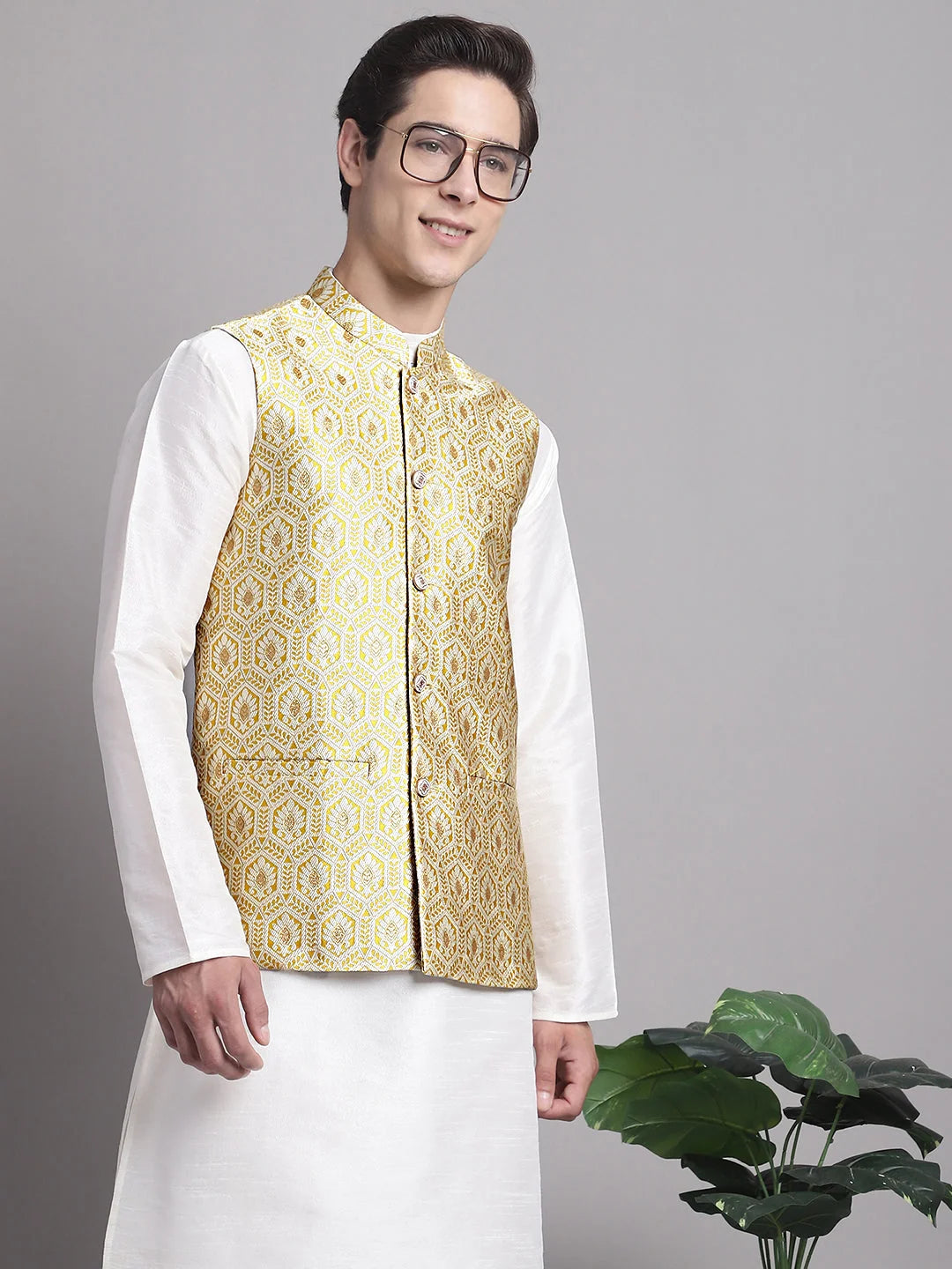 Golden Nehru Jacket: Stylish Men's Indian Nehru Jackets for We...