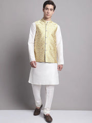 Men's Golden Woven Styled Design Nehru Jacket