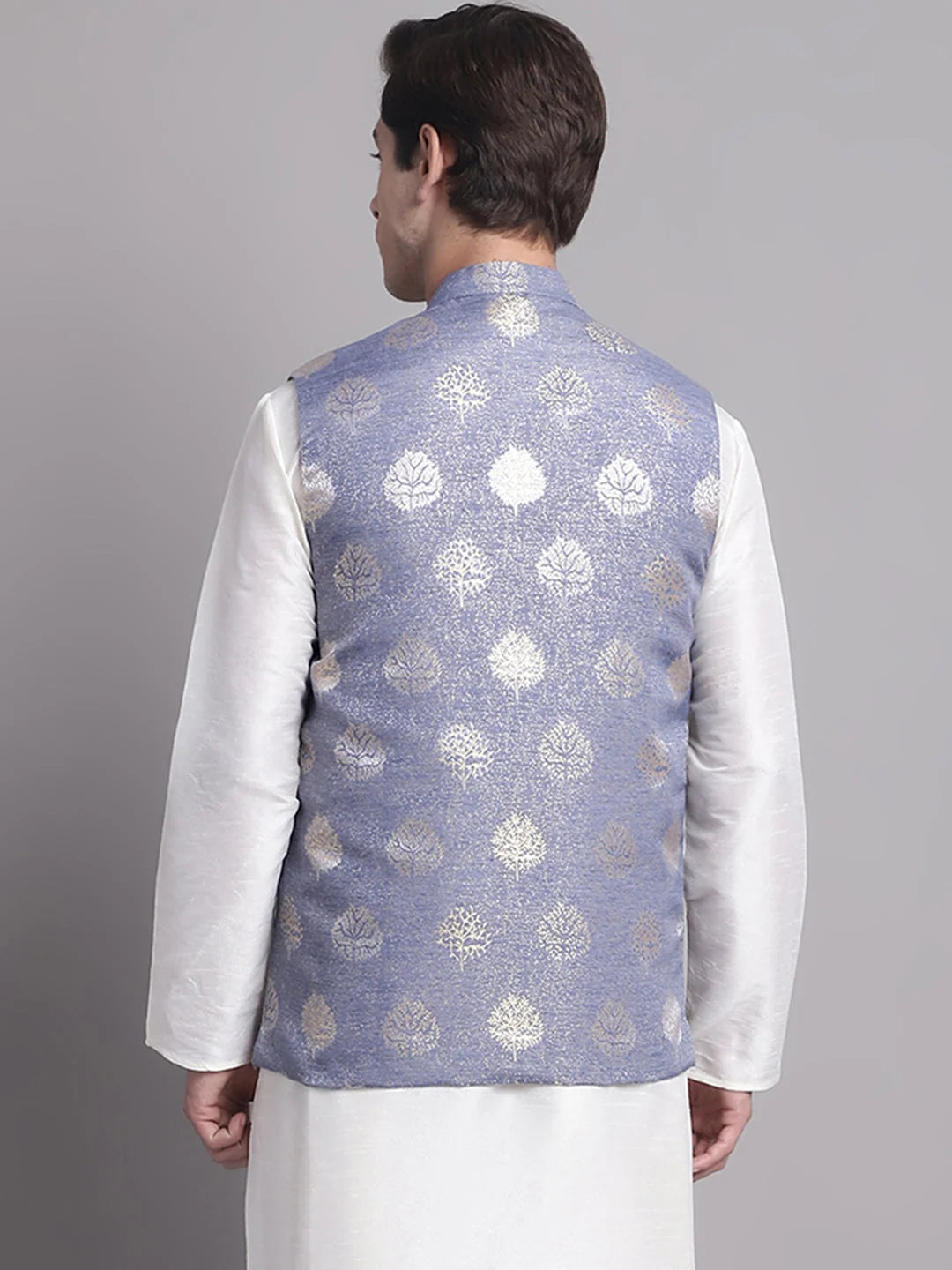 Blue & Gold Nehru Jacket - Indian Nehru Jackets, Modi Jacket