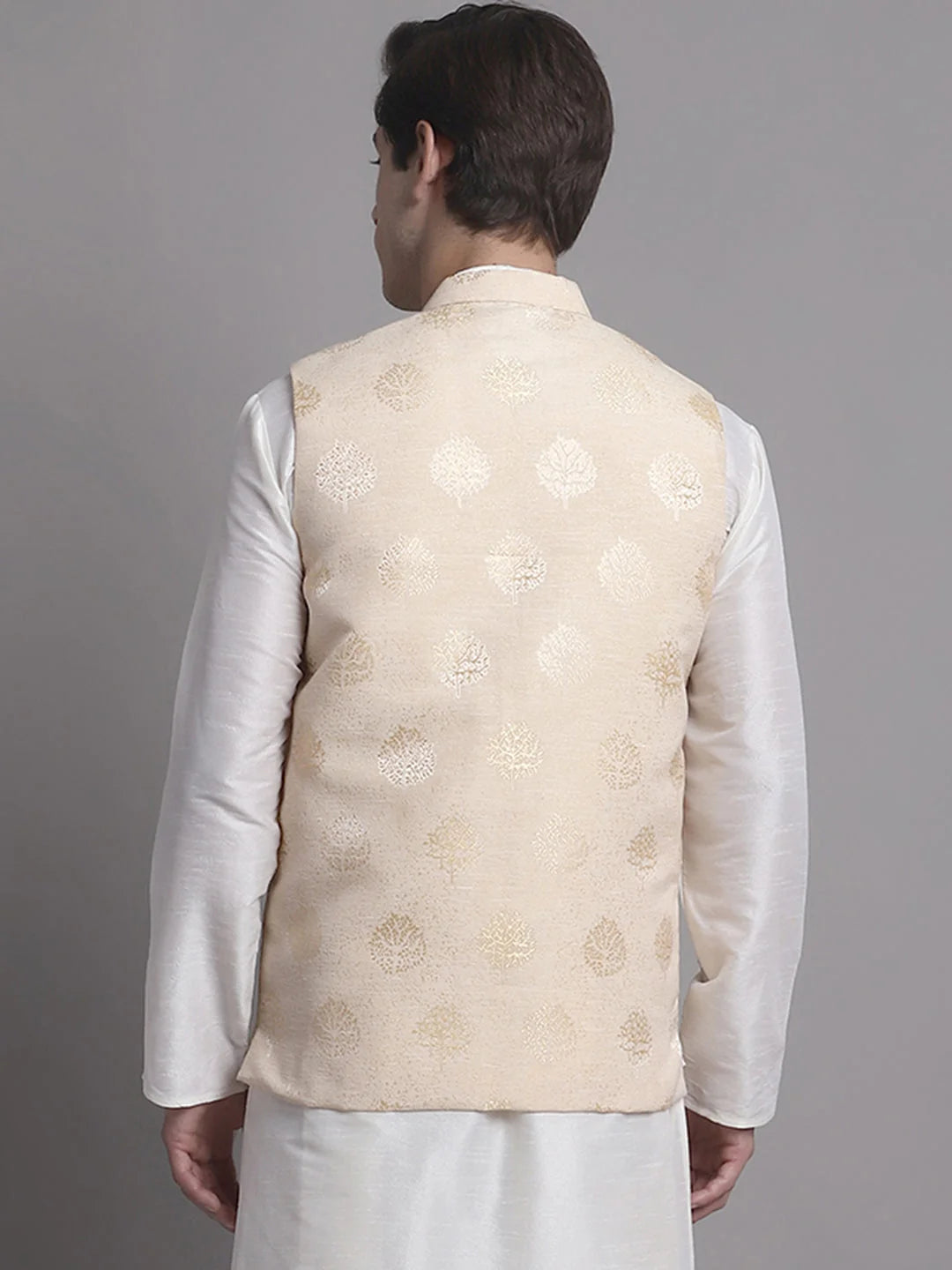 Cream & Gold Nehru Jacket - Nehru Jacket for Wedding, Modi