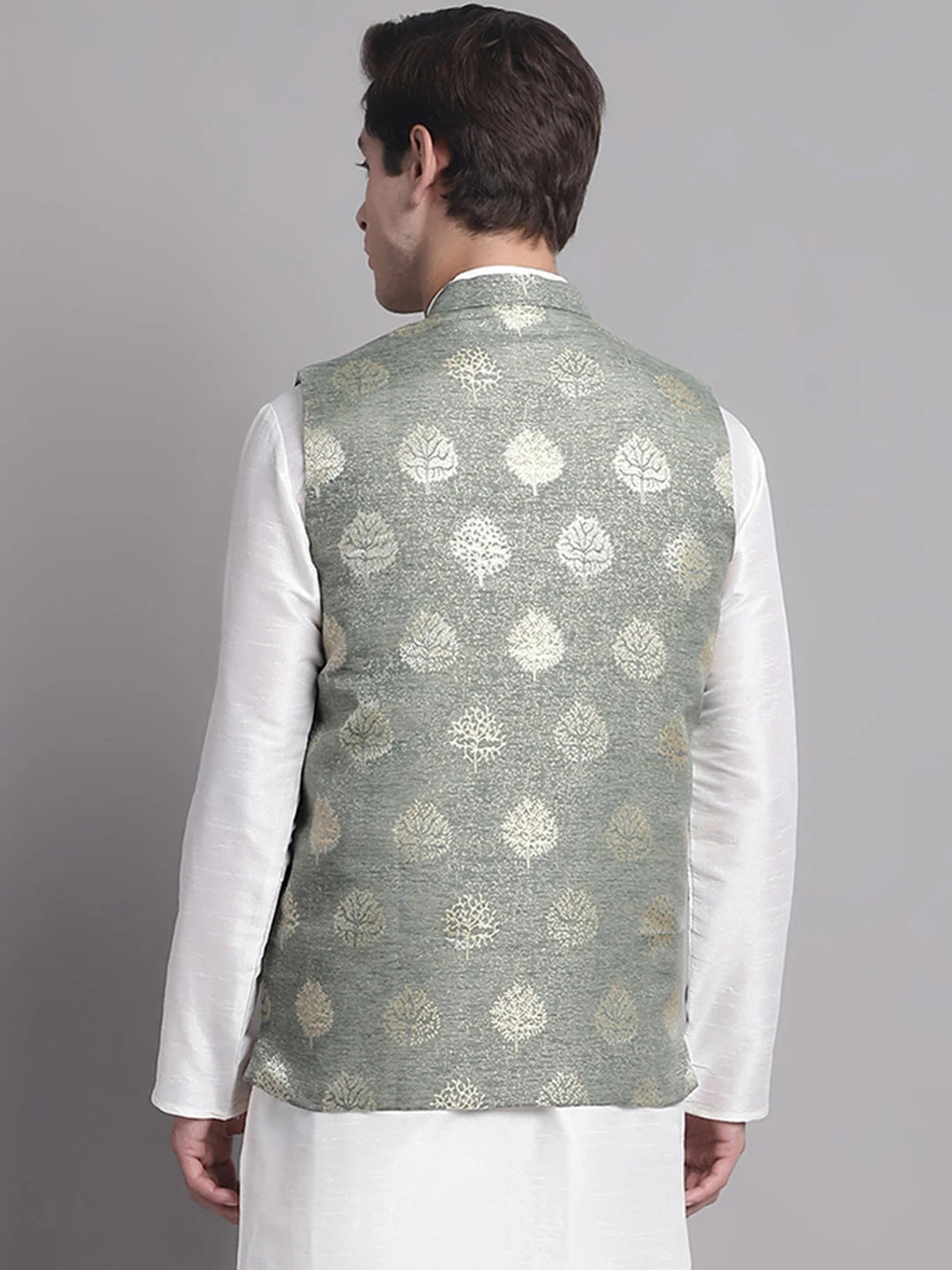 Green & Gold Nehru Jacket - Indian Nehru Jackets, Modi Jacket