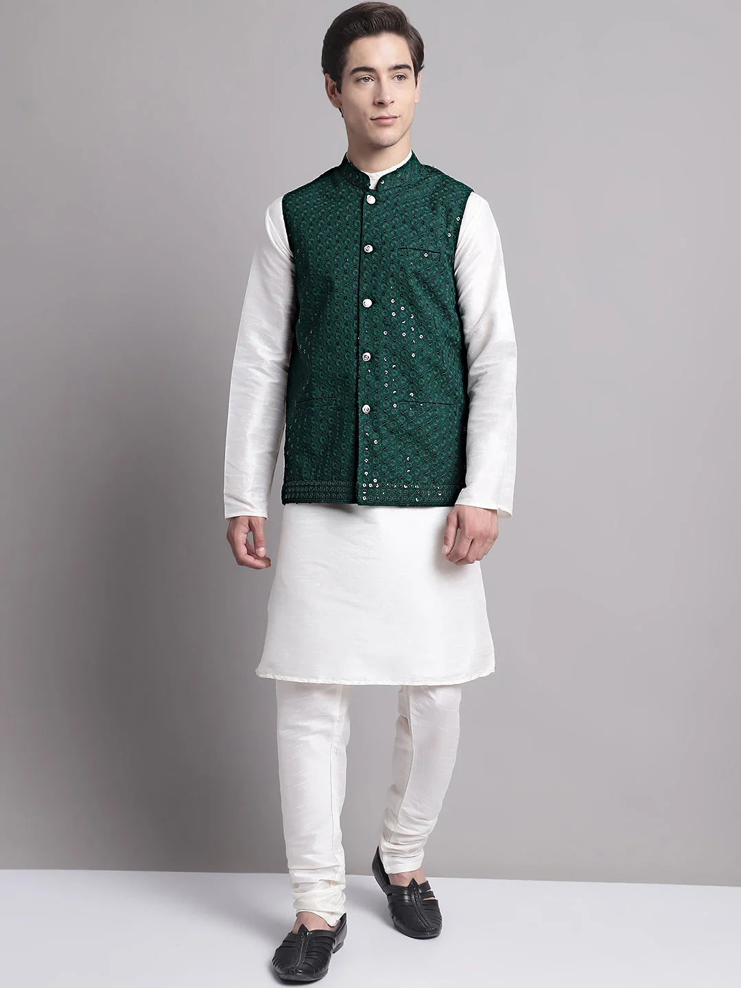 Olive Green Nehru Jacket - Men's Ethnic Nehru Jackets for Wedd...