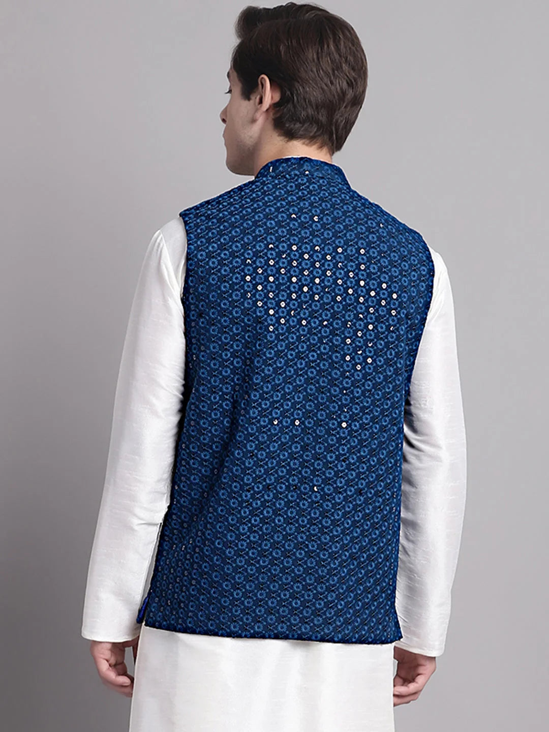 Peacock Blue Nehru Jacket | Indian Nehru Jackets for Men's Wear
