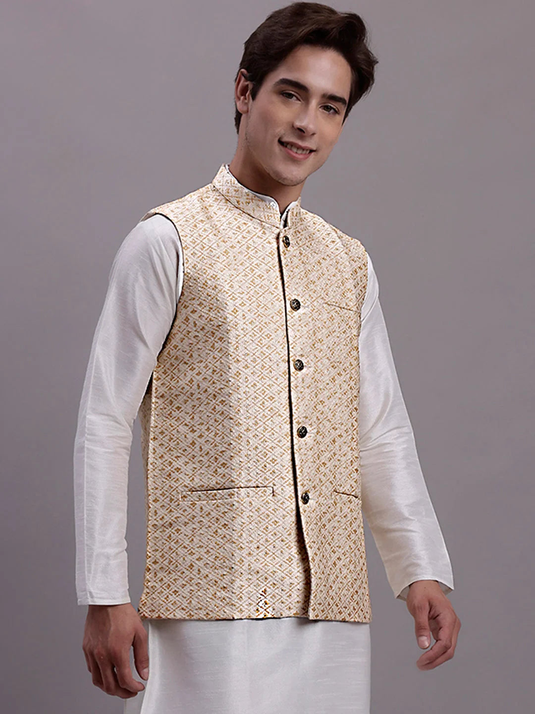 Cream Nehru Jacket for Men | Indian Nehru Jackets with Kurta