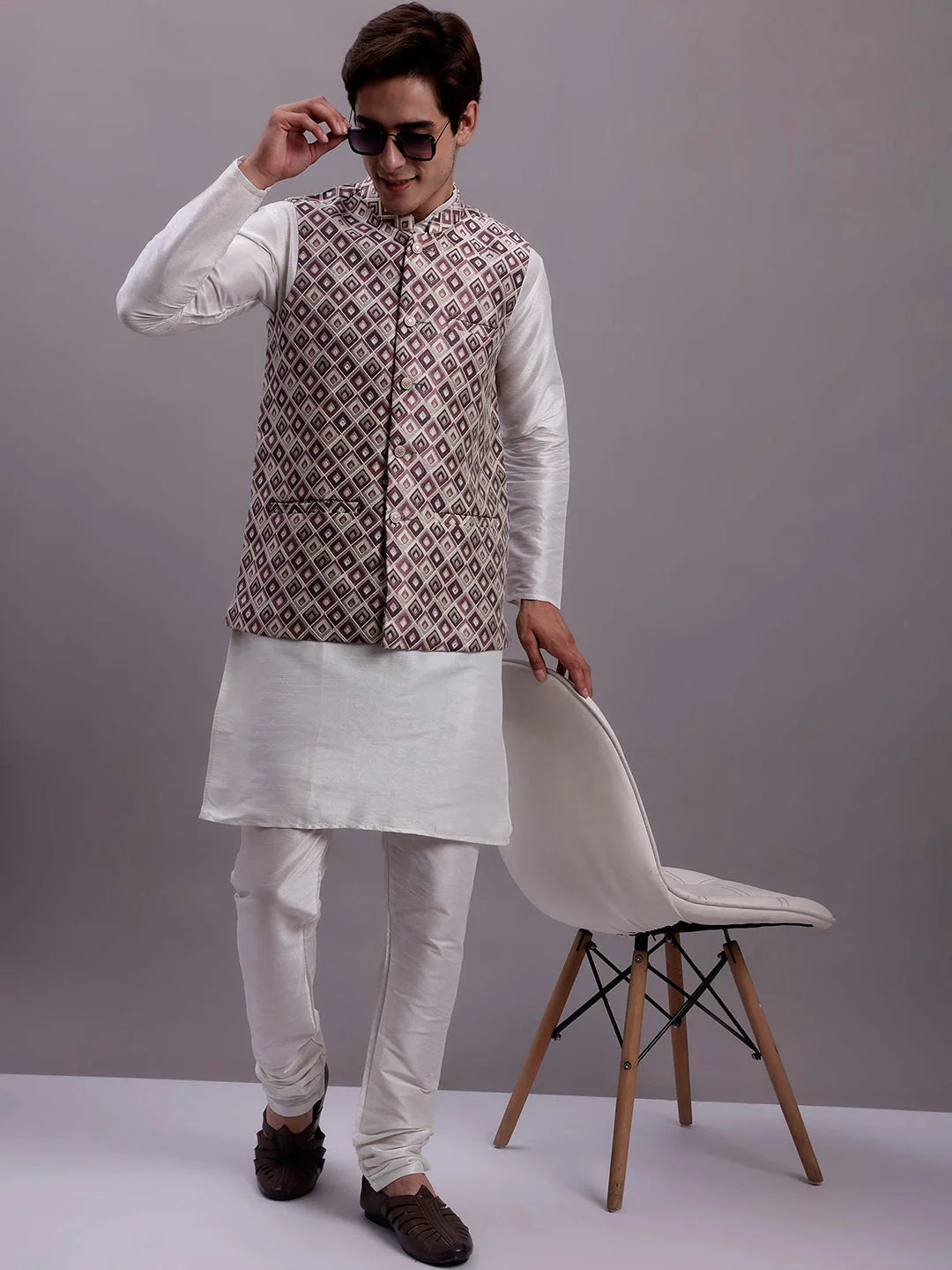 Purple Nehru Jacket | Men's Indian Nehru Jackets and Kurta Set