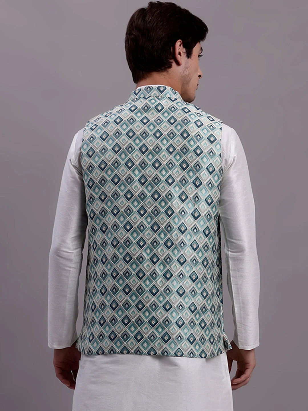 Turquoise Nehru Jacket for Weddings | Men's Ethnic Wear