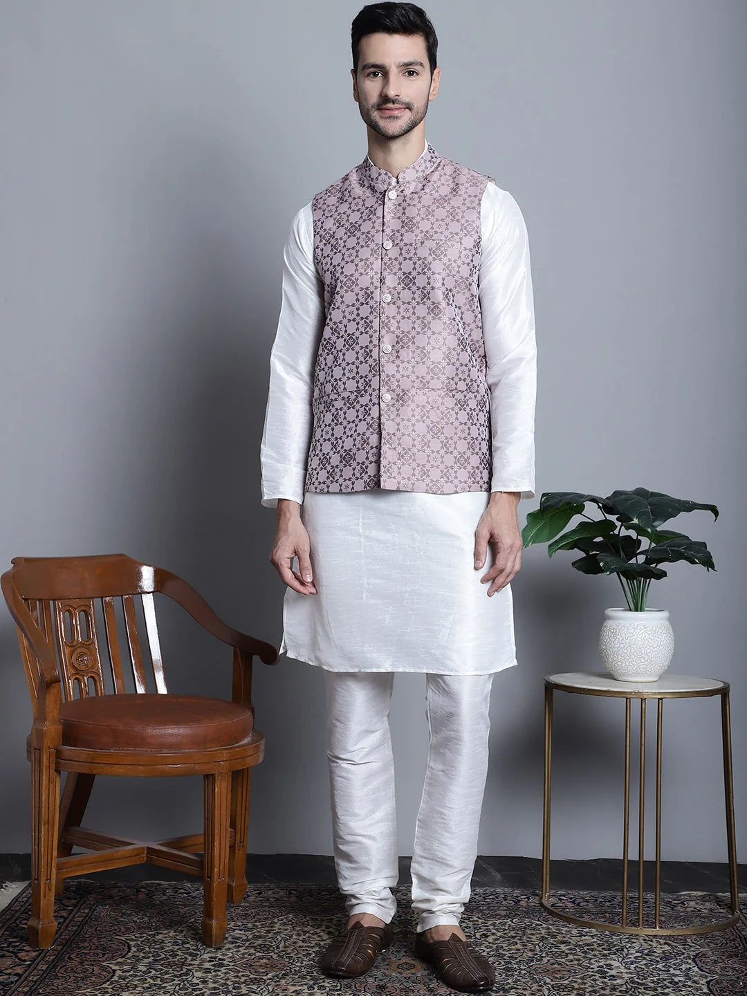 Men's Woven Design Nehru Jacket - Shop Indian Nehru Jackets