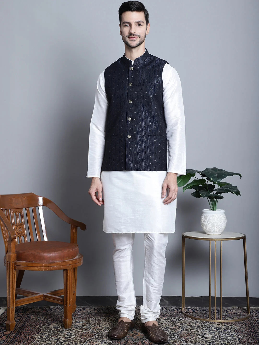 Men's Comfy Woven Design Nehru Jacket | Men's Ethnic Wear