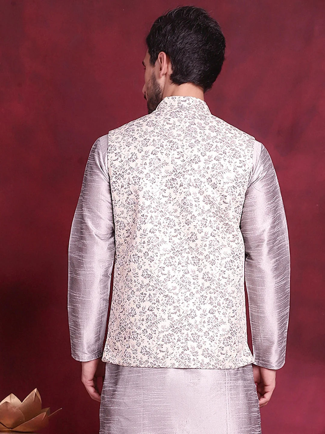 Grey Woven Design Nehru Jacket | Ethnic Nehru Jackets