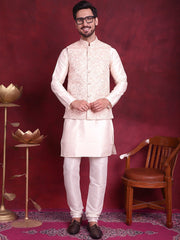 Woven Design Nehru Jacket ( JOWC 4087 Pink )