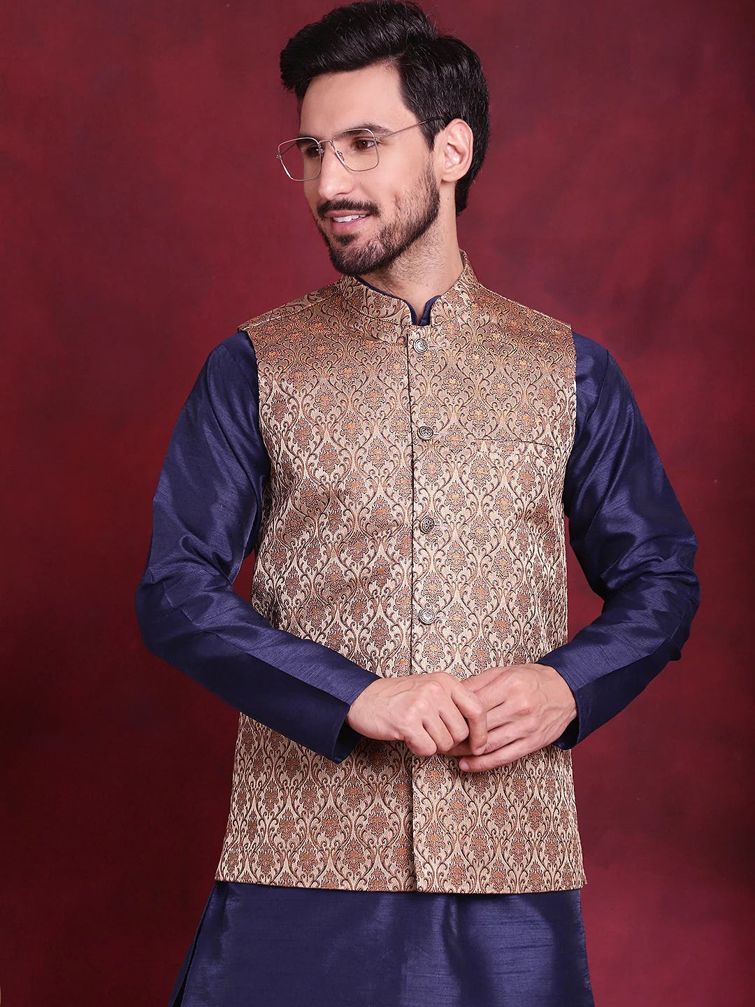 Brown Cotton Nehru Jacket | Men's Ethnic Wear Collection