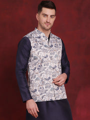Floral Printed Nehru Jacket ( JOWC 4090White )