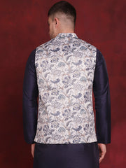 Floral Printed Nehru Jacket ( JOWC 4090White )