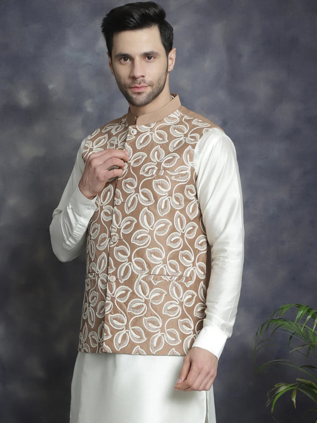 Brown Men's Nehru Jacket - Stylish Indian Nehru Jackets for Men