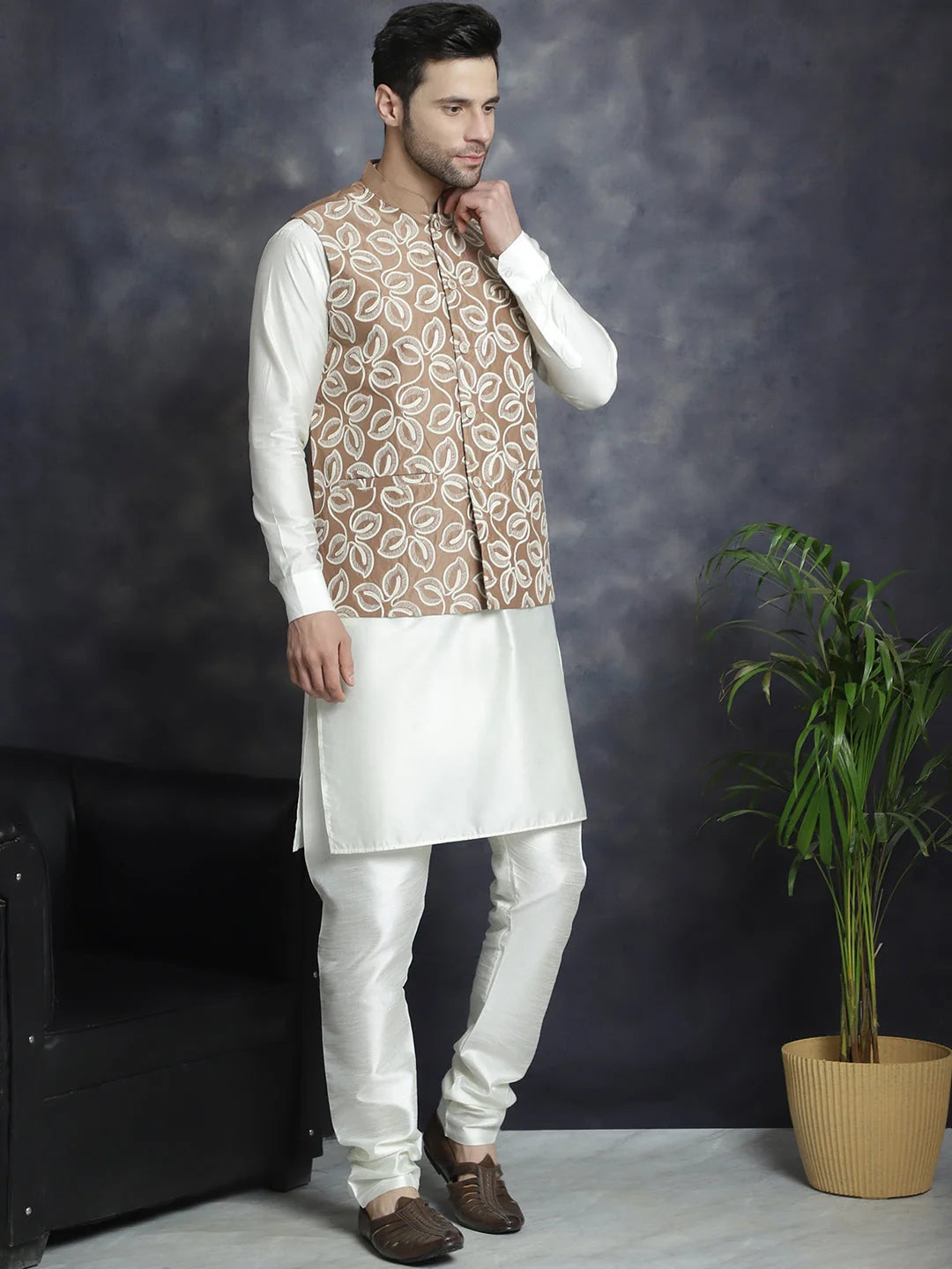 Brown Men's Nehru Jacket - Stylish Indian Nehru Jackets for Men