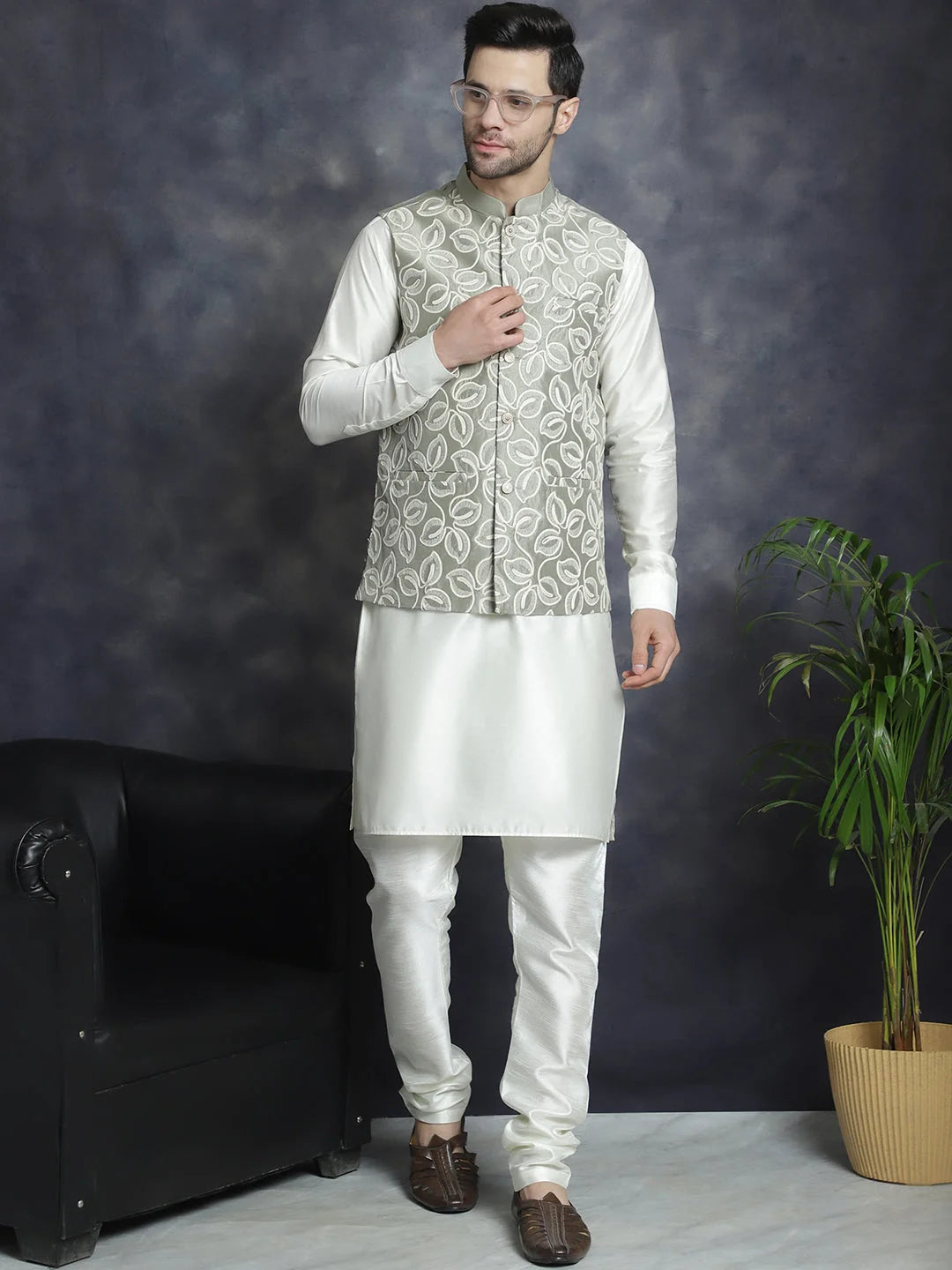 Men's Indian Nehru Jacket - Cotton Modi Jacket for Weddings