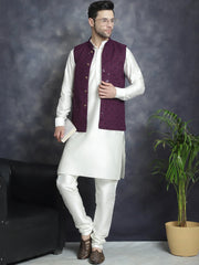 Men's embroidered and sequins Nehru Jacket ( JOWC 4093Purple )