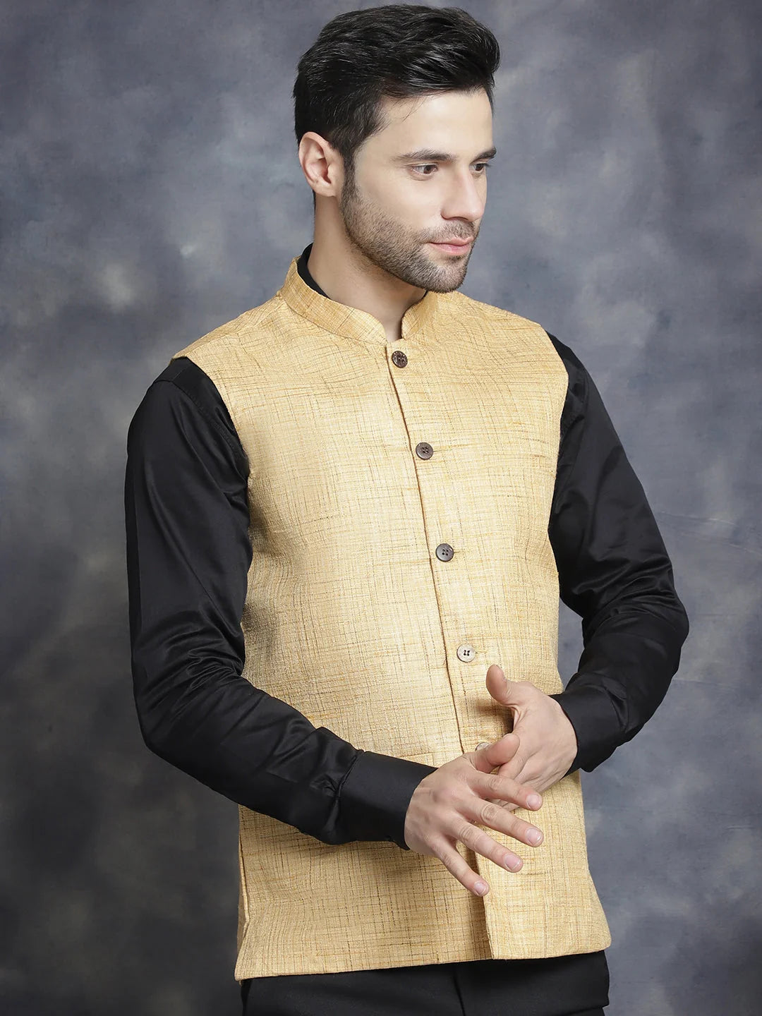 Beige Cotton Nehru Jacket - Indian Nehru Jackets | Modi Jacket