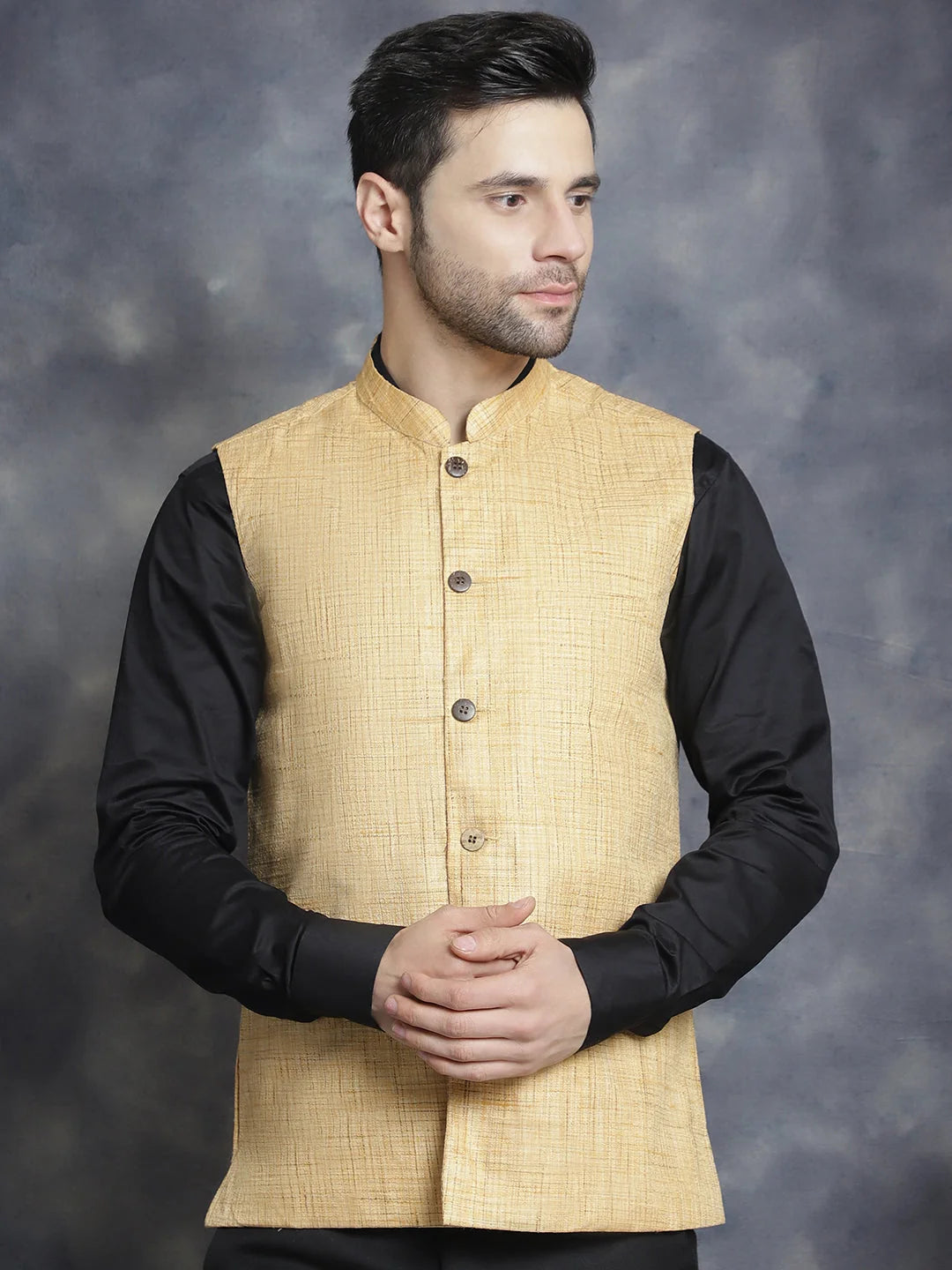 Beige Cotton Nehru Jacket - Indian Nehru Jackets | Modi Jacket
