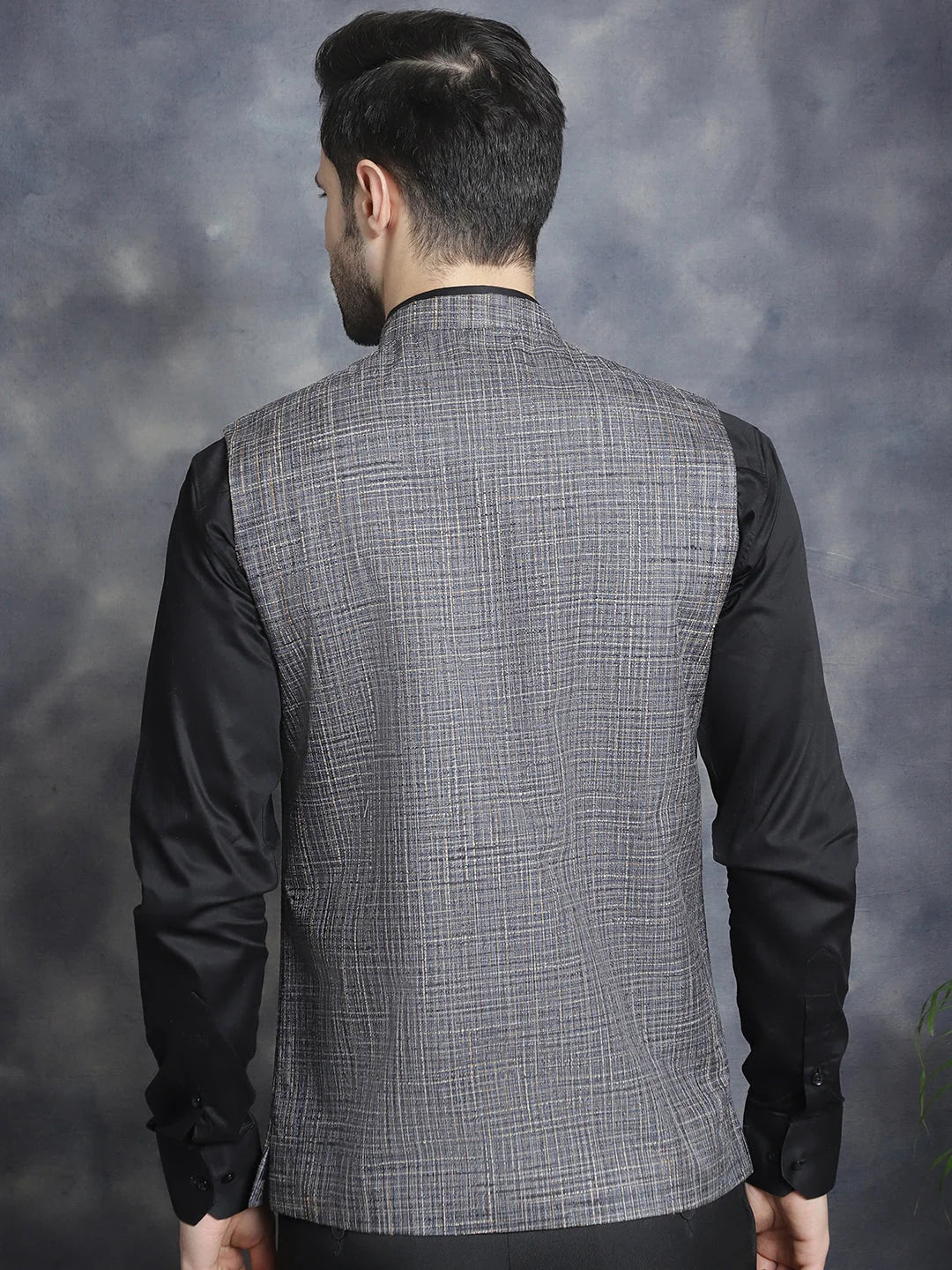 Charcoal Cotton Nehru Jacket - Men's Ethnic Wear | Modi Jacket