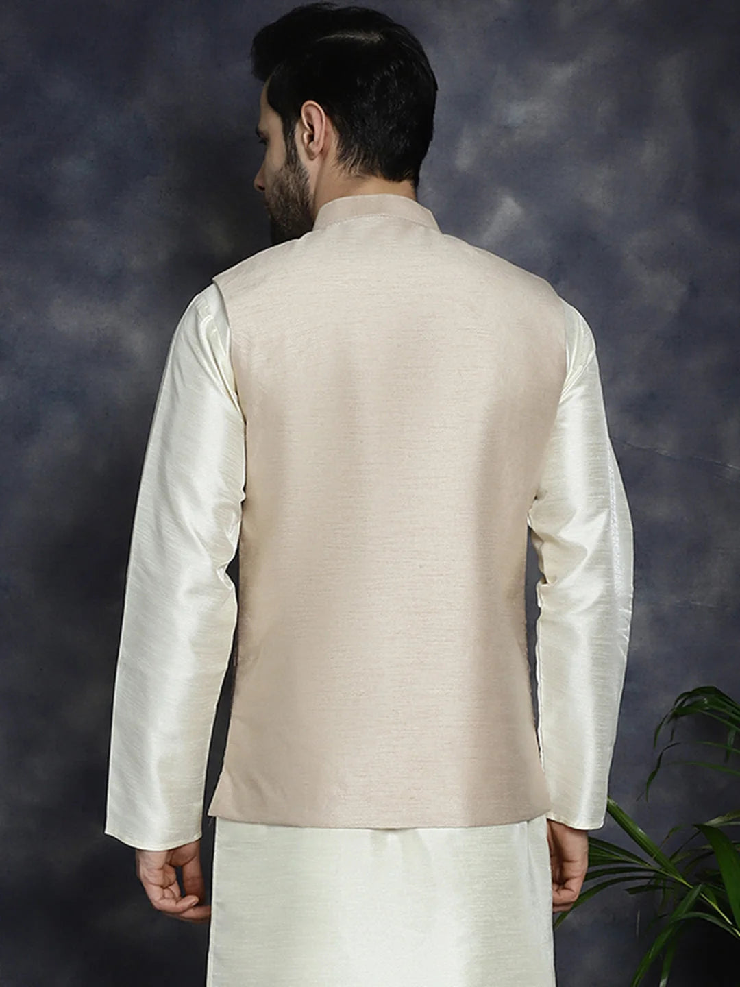 Peach Sequin Nehru Jacket - Men's Ethnic Wear | Modi Jacket
