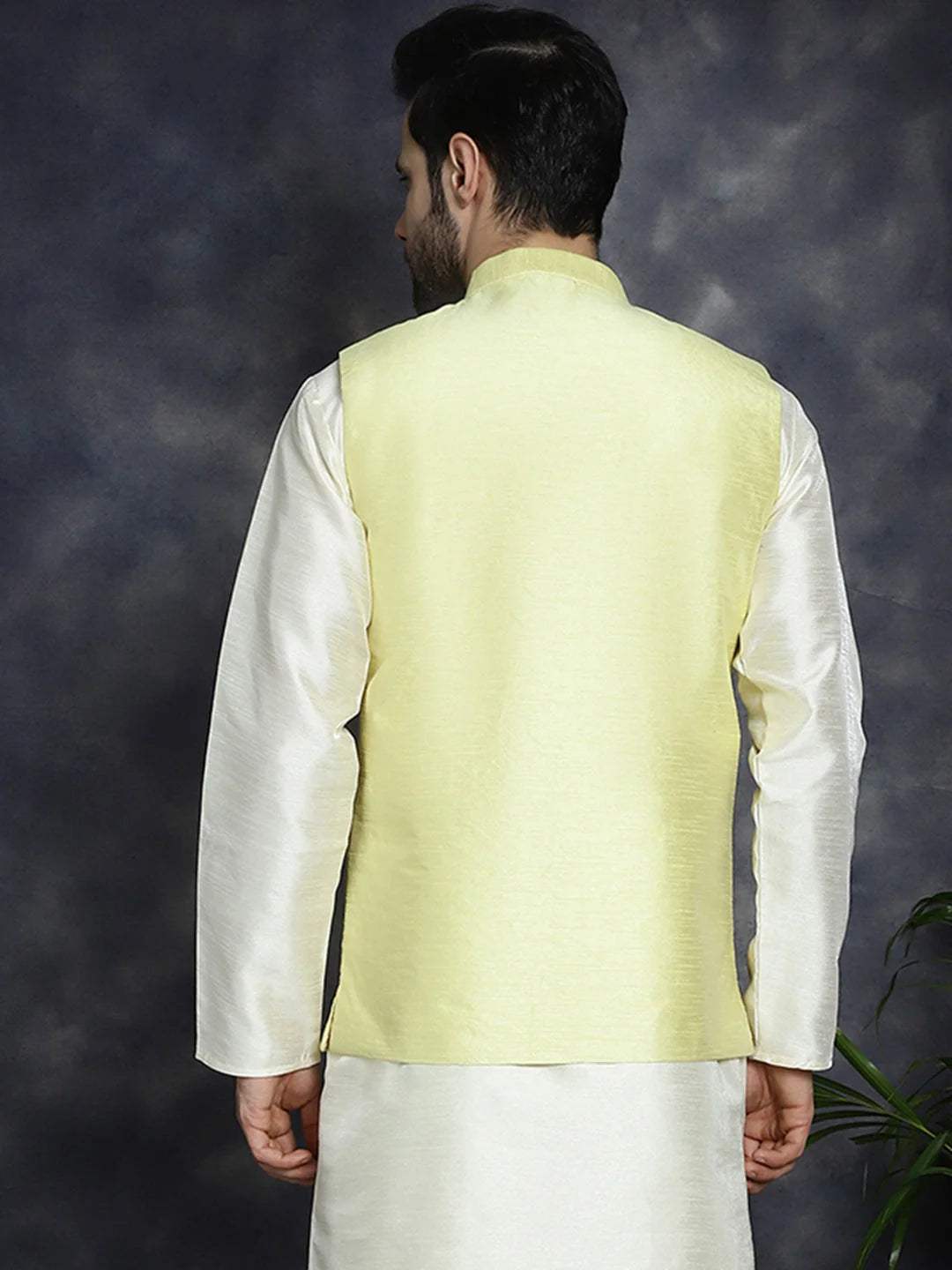 Yellow Sequin Nehru Jacket - Indian Nehru Jackets | Modi Jacket