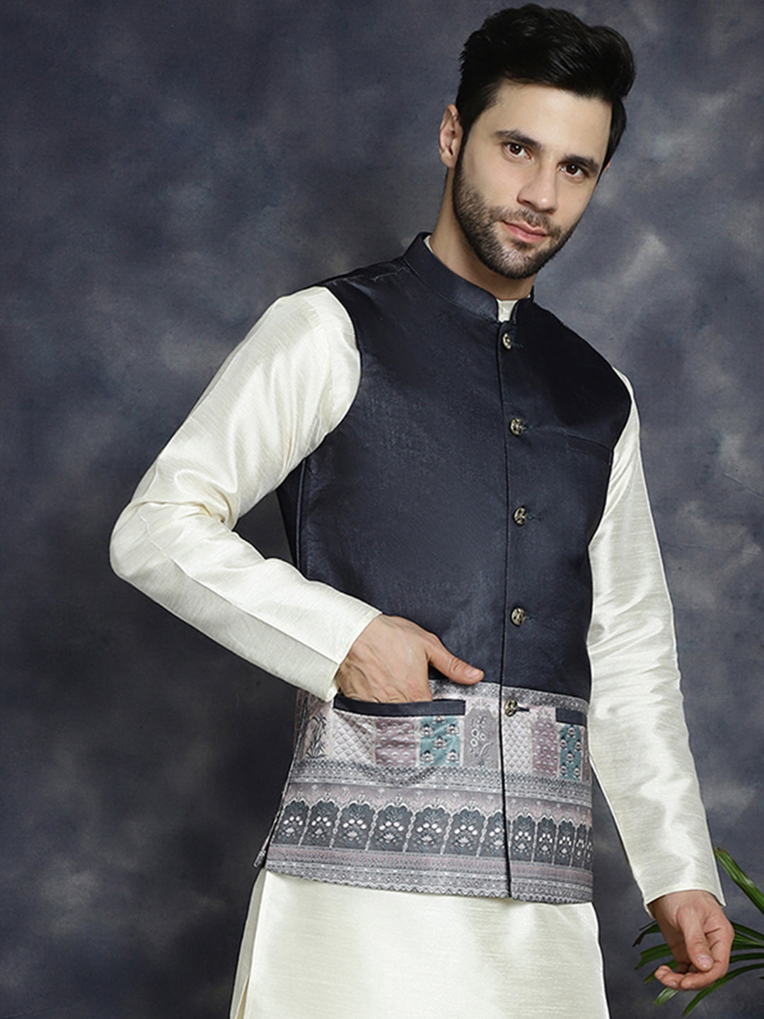 Men's Printed Nehru Jacket - Cotton Modi Jacket | Ethnic Wear