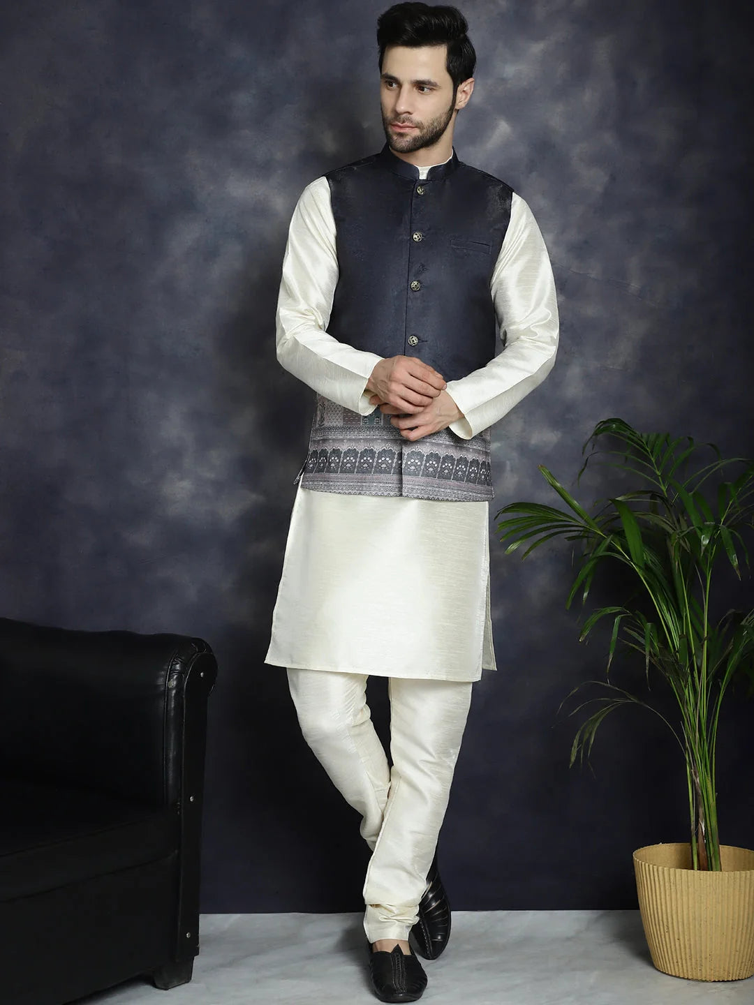 Men's Printed Nehru Jacket - Cotton Modi Jacket | Ethnic Wear