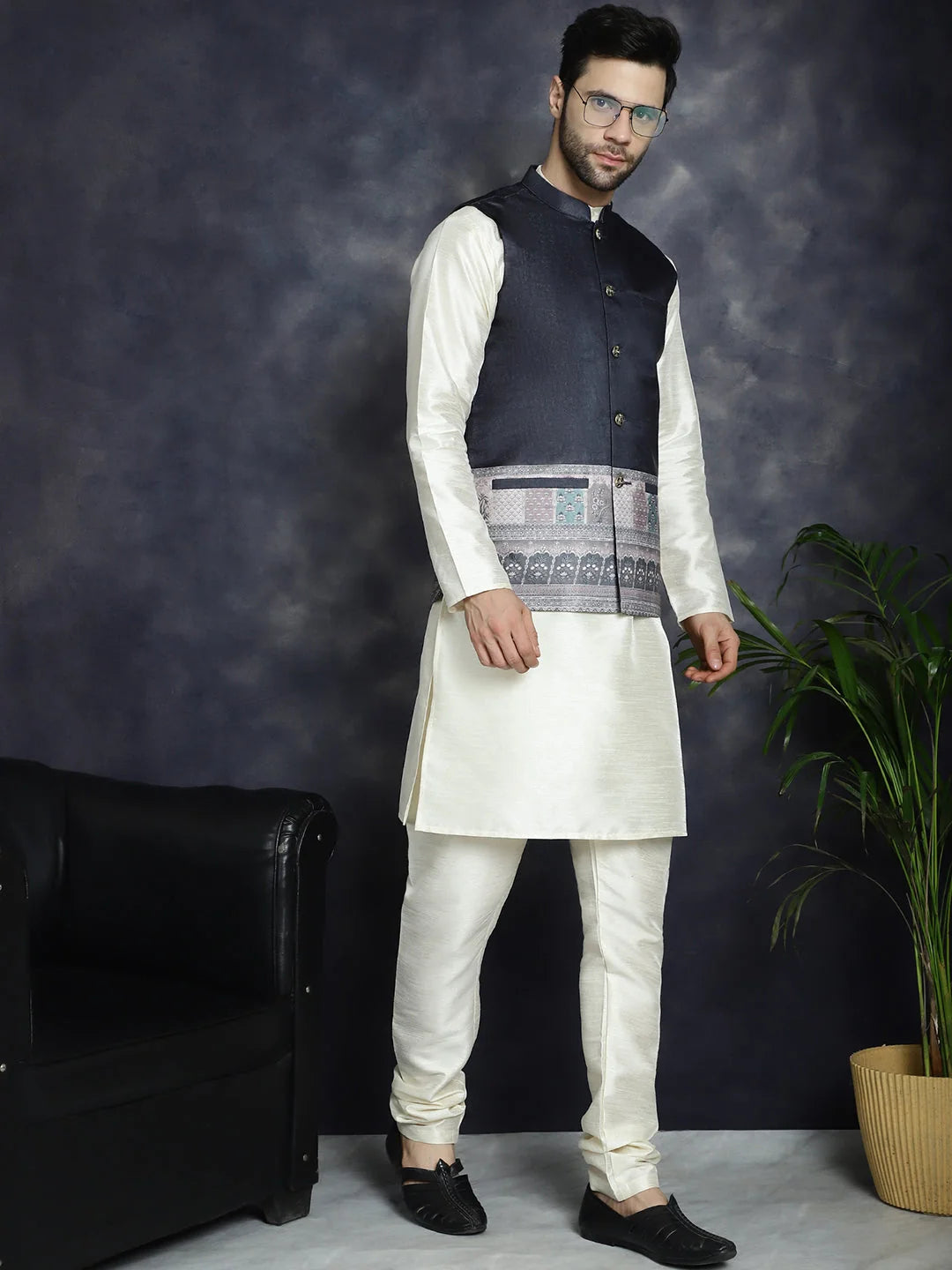 Men's Printed Nehru Jacket - Cotton Modi Jacket | Ethnic Wear